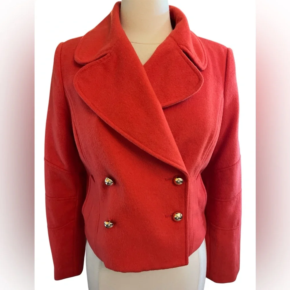 The Limited Orange Crop Wool Blend Double breast Pea Coat w/Gold Buttons Size S